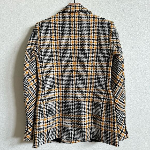 Karl Lagerfeld Paris Black Yellow Gingham Tweed Notch Lapel Blazer Women's 2 NWT - Picture 8 of 8